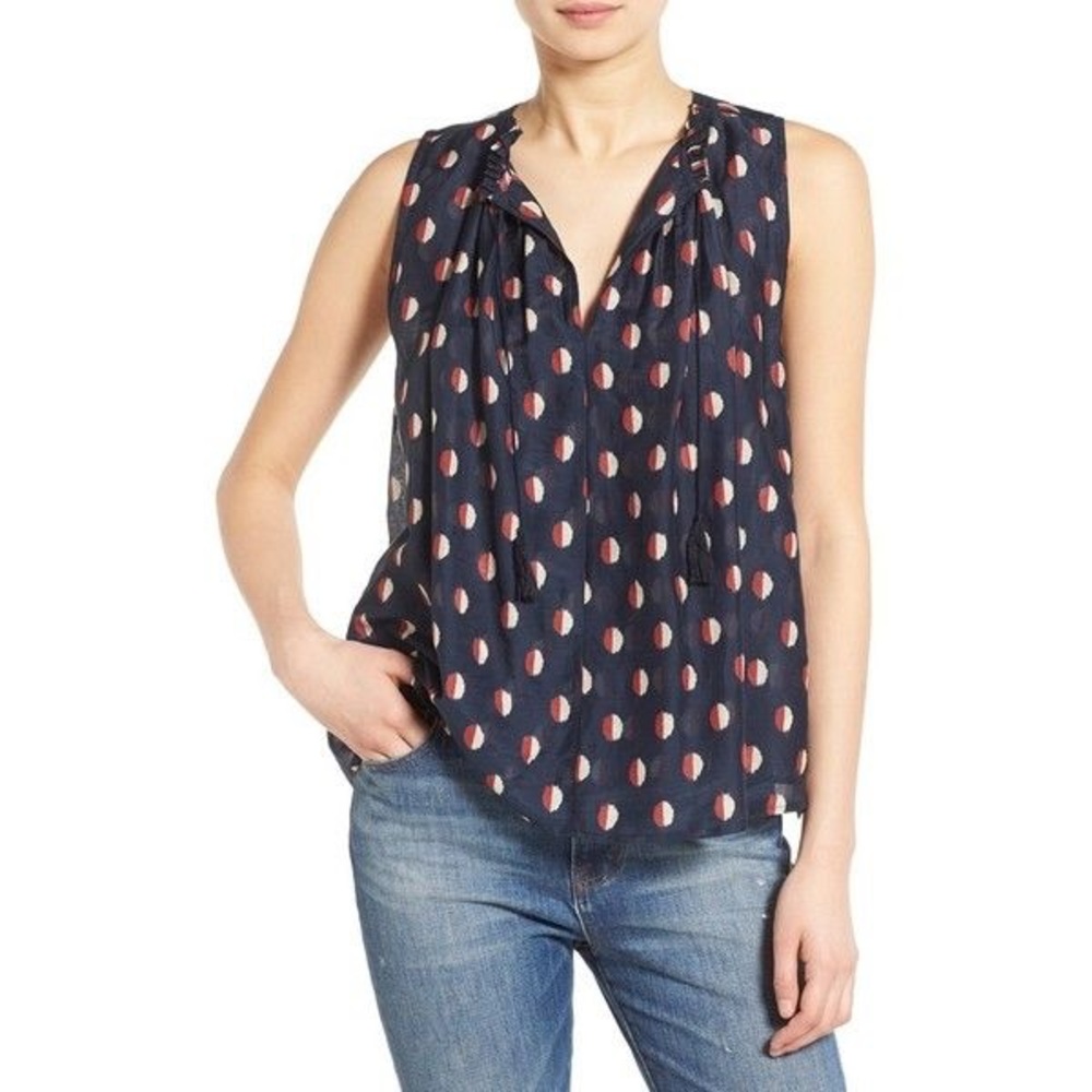 Madewell Bellshift Silk Tank in Ikat Dot